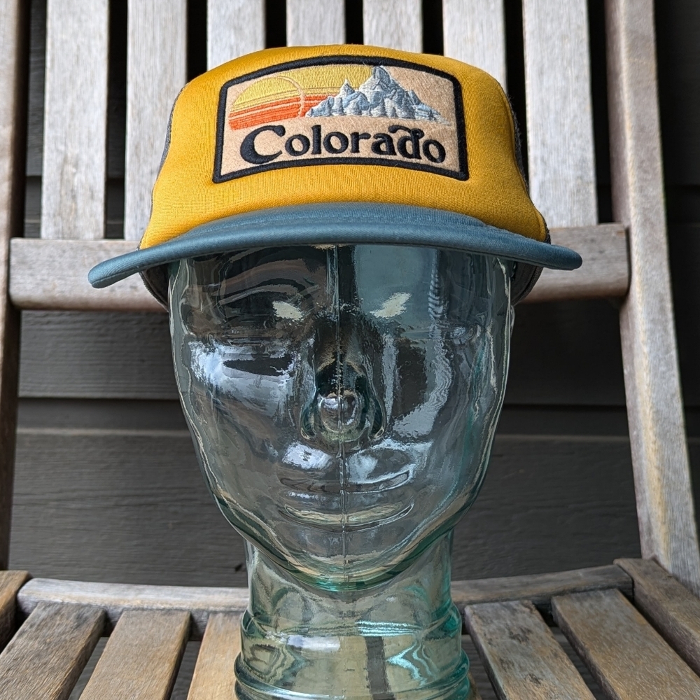 NWOT Legacy Colorado Foam Trucker Hat Mustard Yellow Gray Mesh Sage One Size